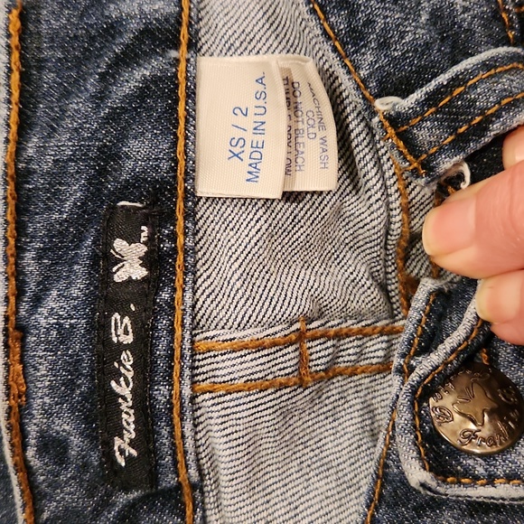 FRANKIE B 1990S VINTAGE DARK DENIM WIDE LEG LOW WAISTED HIP HUGER JEANS.SIZE XS/ - Picture 10 of 13